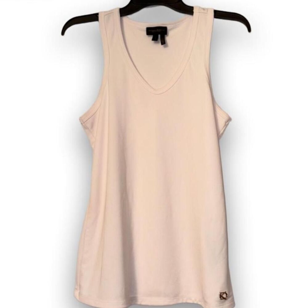 Donna Karan New York white pink tint tank top in size S